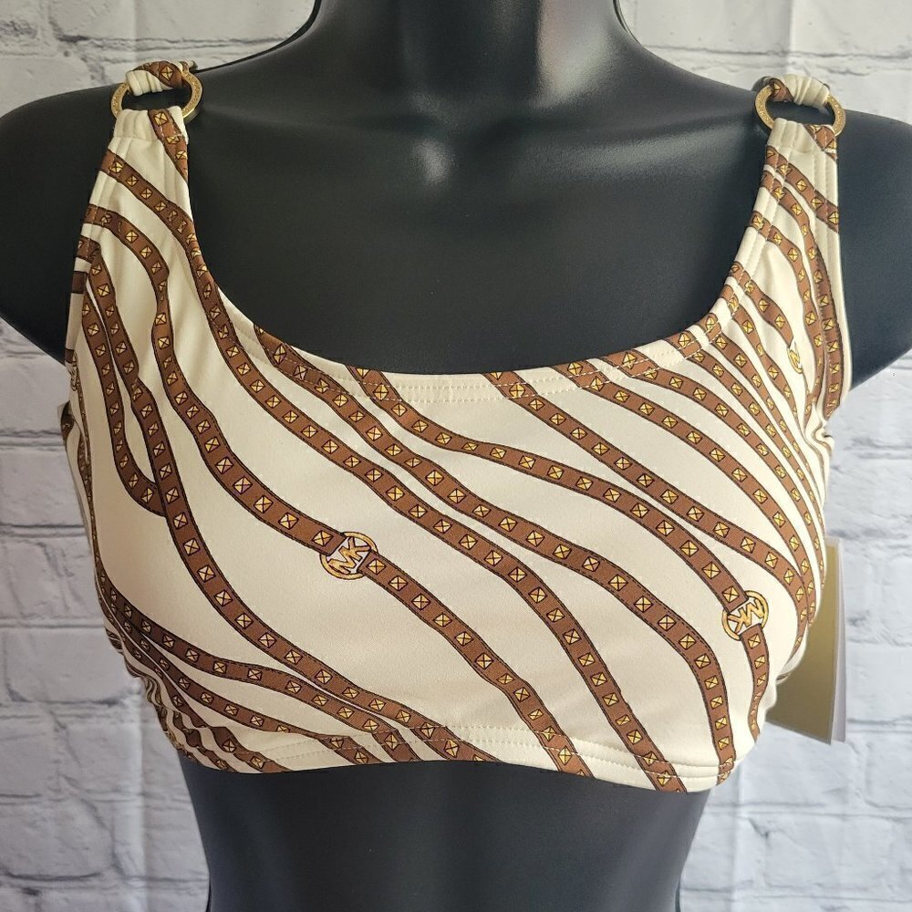 Michael Kors Printed Logo Ring Bikini Top